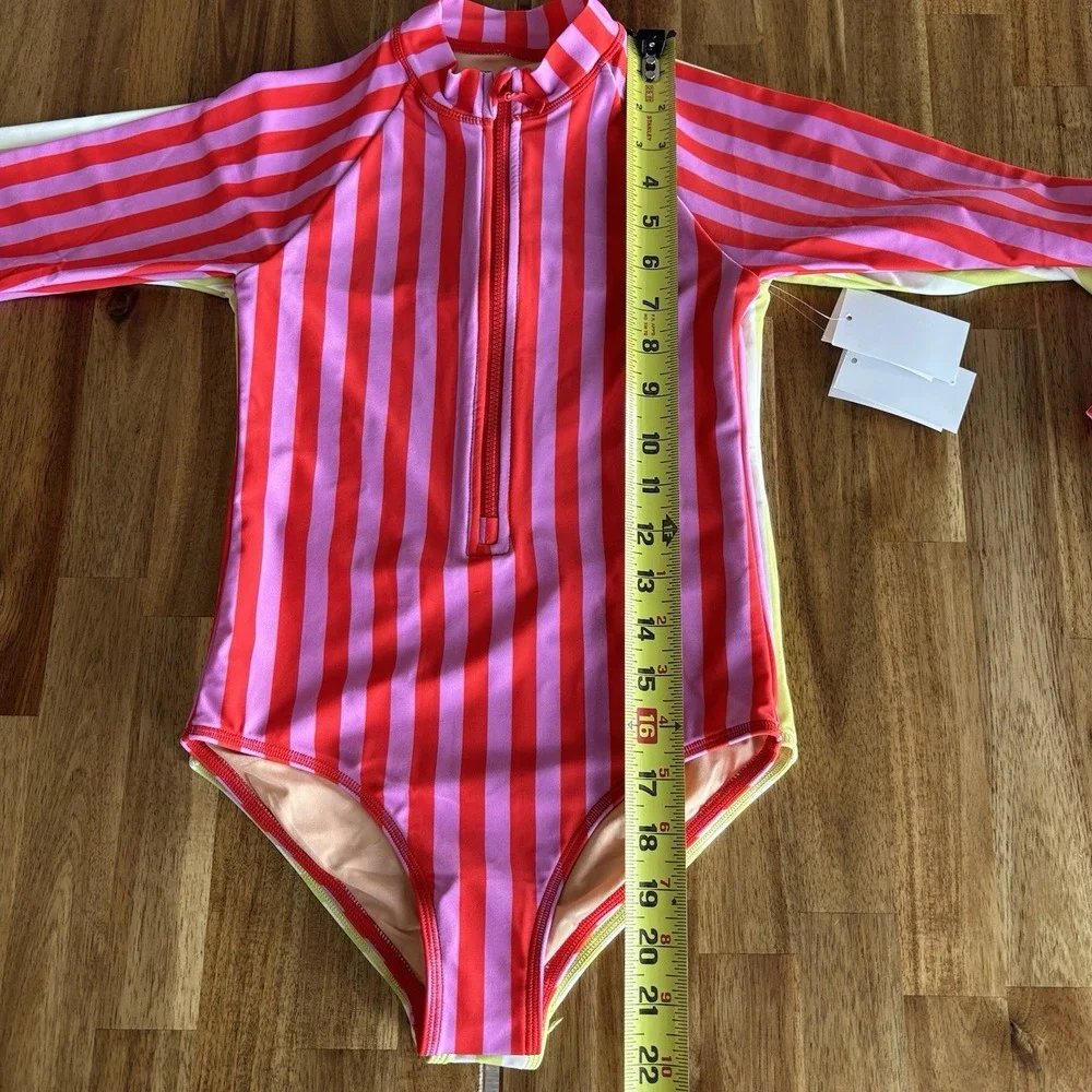 J Crew Crewcuts Girls Zip-Up Rash Guard UPF 50+ Swimsuits Size 8~LOT OF 2~ NWT